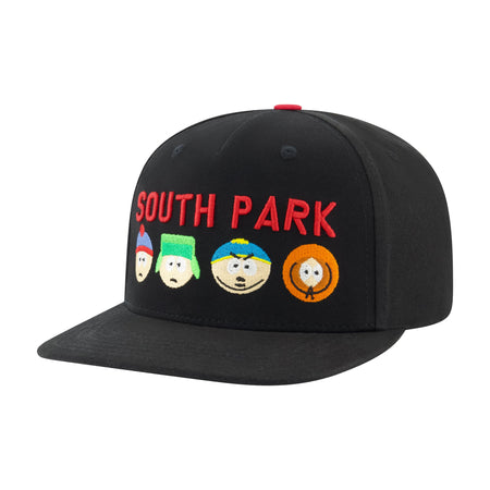 South Park snapback hat with Stan, Kyle, Cartman, and Kenny embroidery