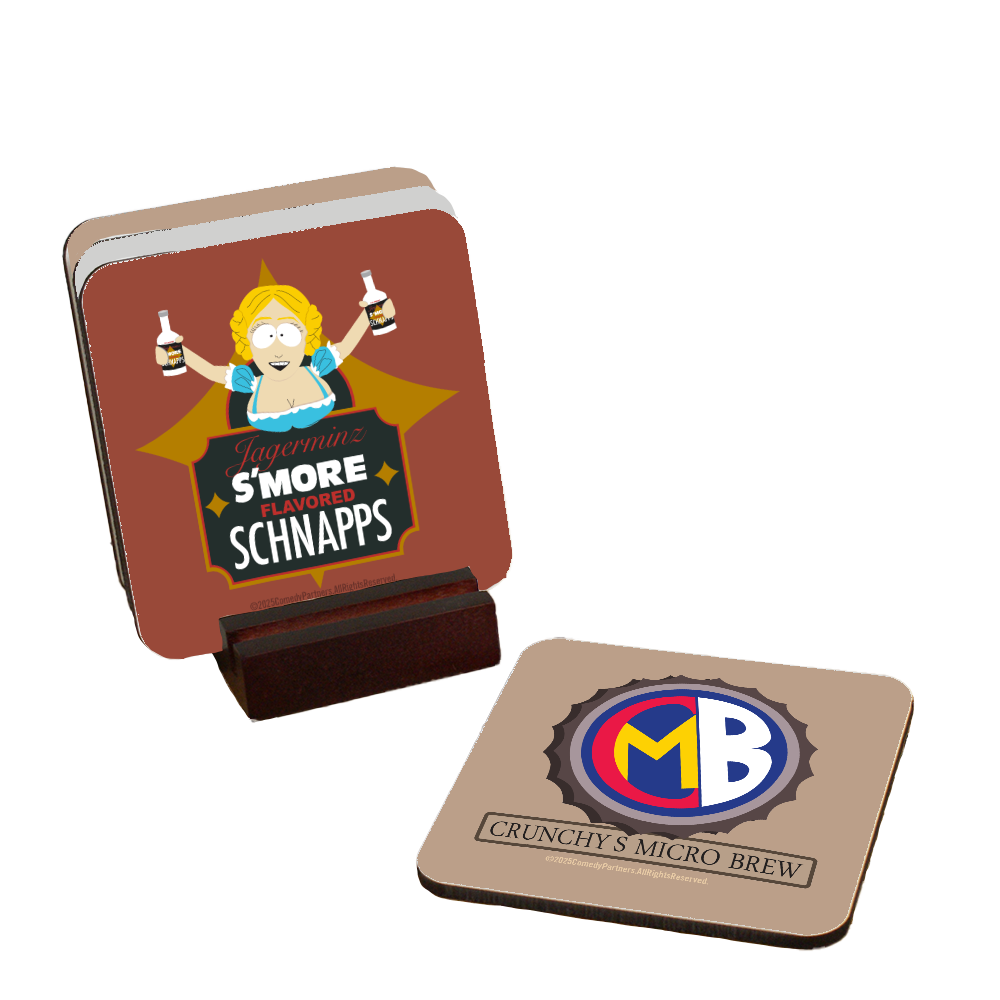 South Park Crunchy's Micro Brew Coasters with Mahogany Holder