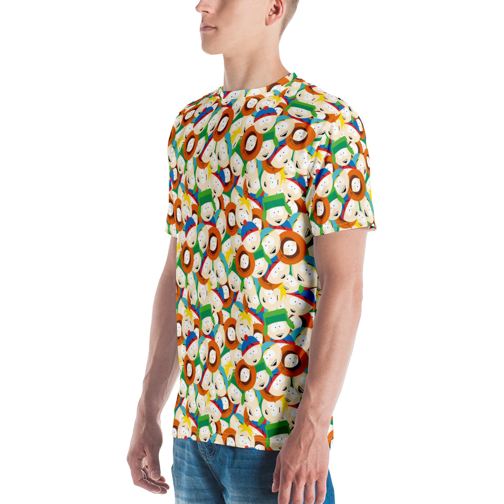 South Park Character Faces Tossed Pattern Adult All-Over Print T-Shirt