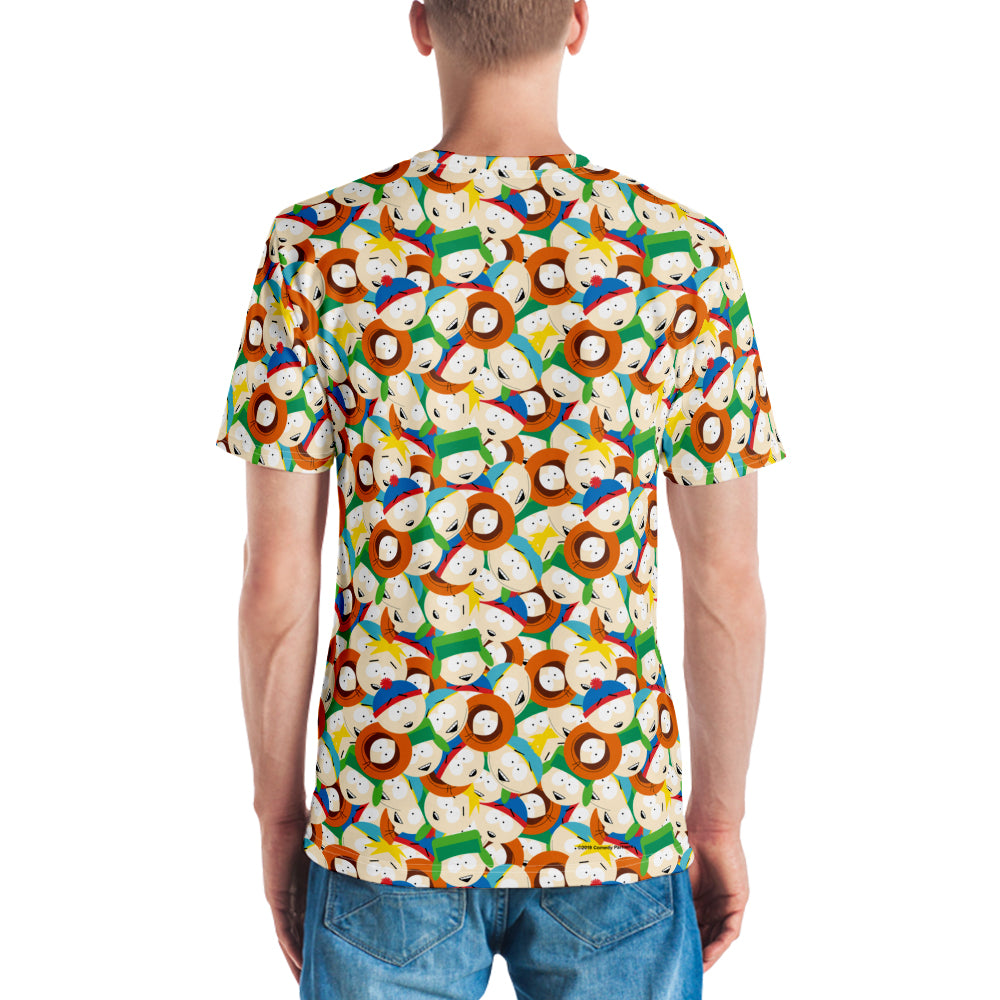 South Park Character Faces Tossed Pattern Adult All-Over Print T-Shirt