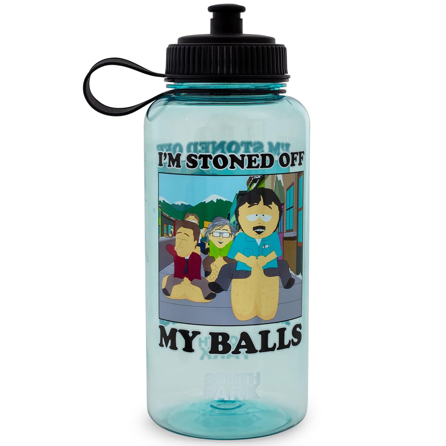 South Park Randy Marsh 34-ounce blue sports water bottle with screw-top lid