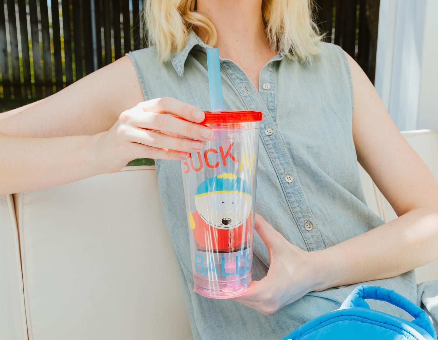 South Park Cartman "Suck My Balls" 24-Ounce Carnival Cup With Lid and Straw-4