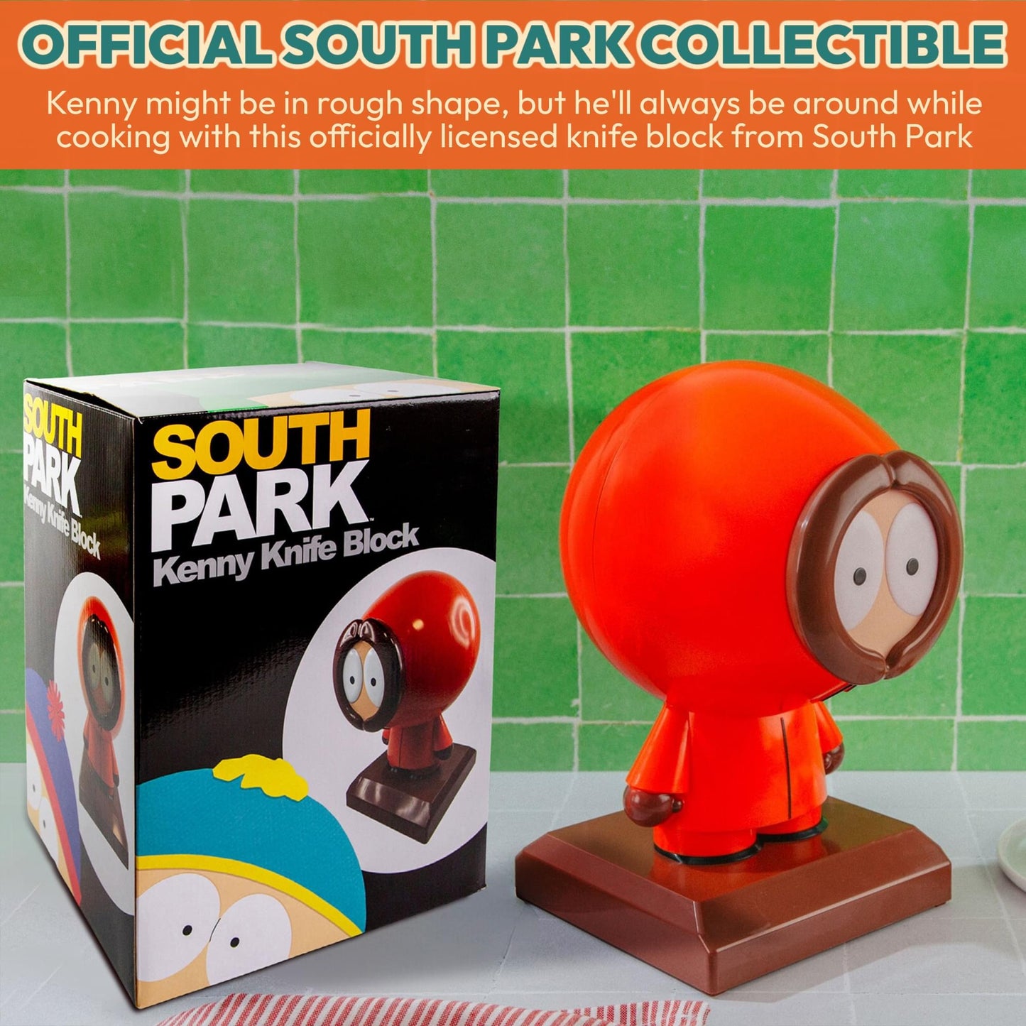 Packaging presentation for the officially licensed South Park Kenny kitchen accessory