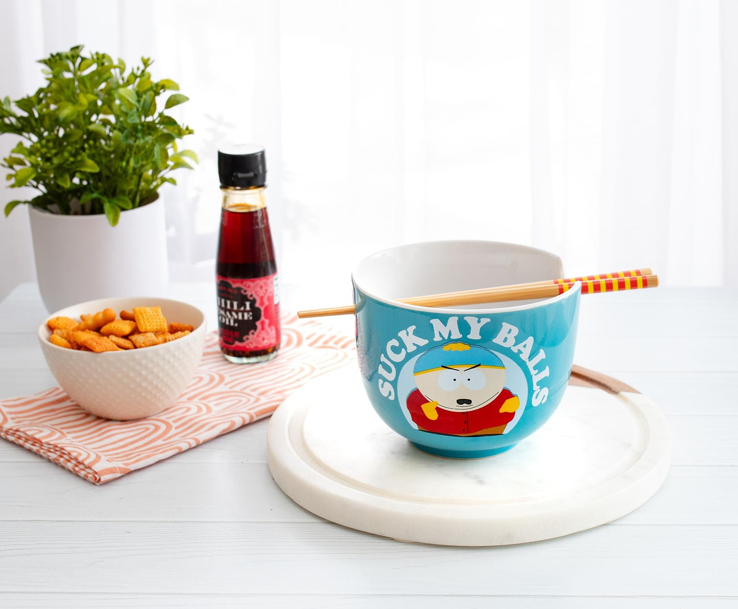 South Park Eric Cartman "Suck My Balls" 20-Ounce Ramen Bowl and Chopstick Set-3