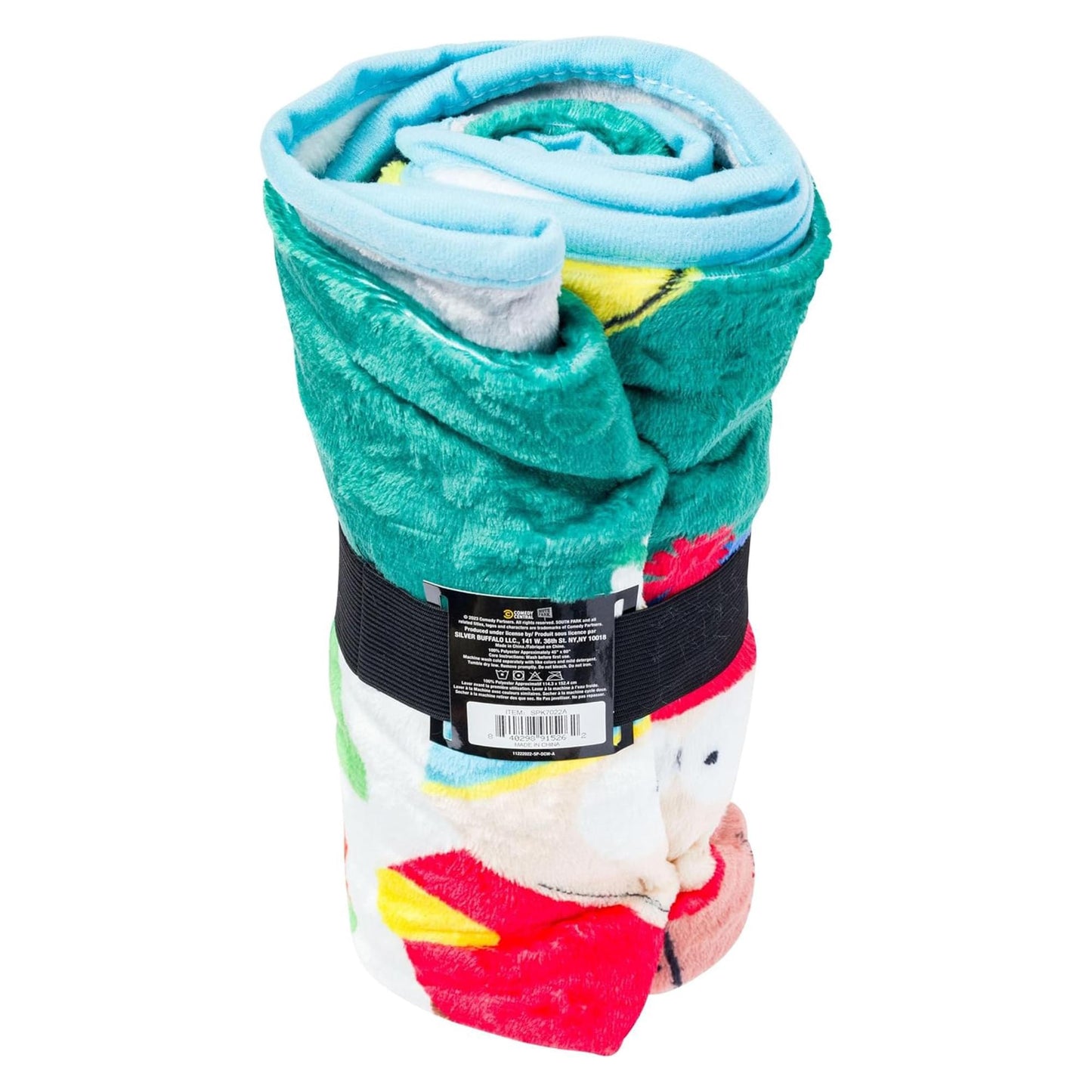Full view of the 45 x 60 inch South Park fleece throw blanket