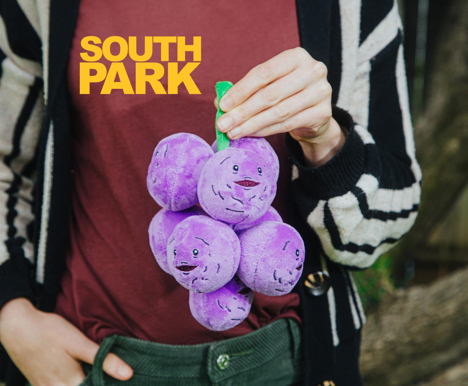 Close-up of the faces on the South Park Member Berries plushie