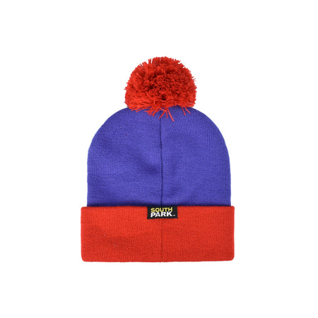 South Park Stan Marsh Character Cosplay Beanie front view showing purple knit and red cuff