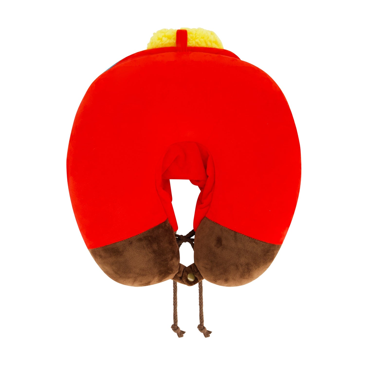 Close up of the Cartman hat design on the South Park travel pillow hood