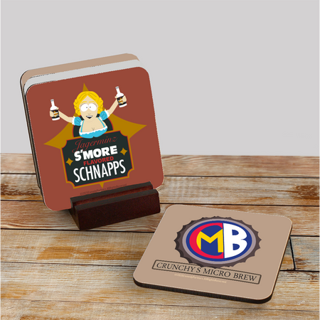South Park Crunchy's Micro Brew Coasters with Mahogany Holder