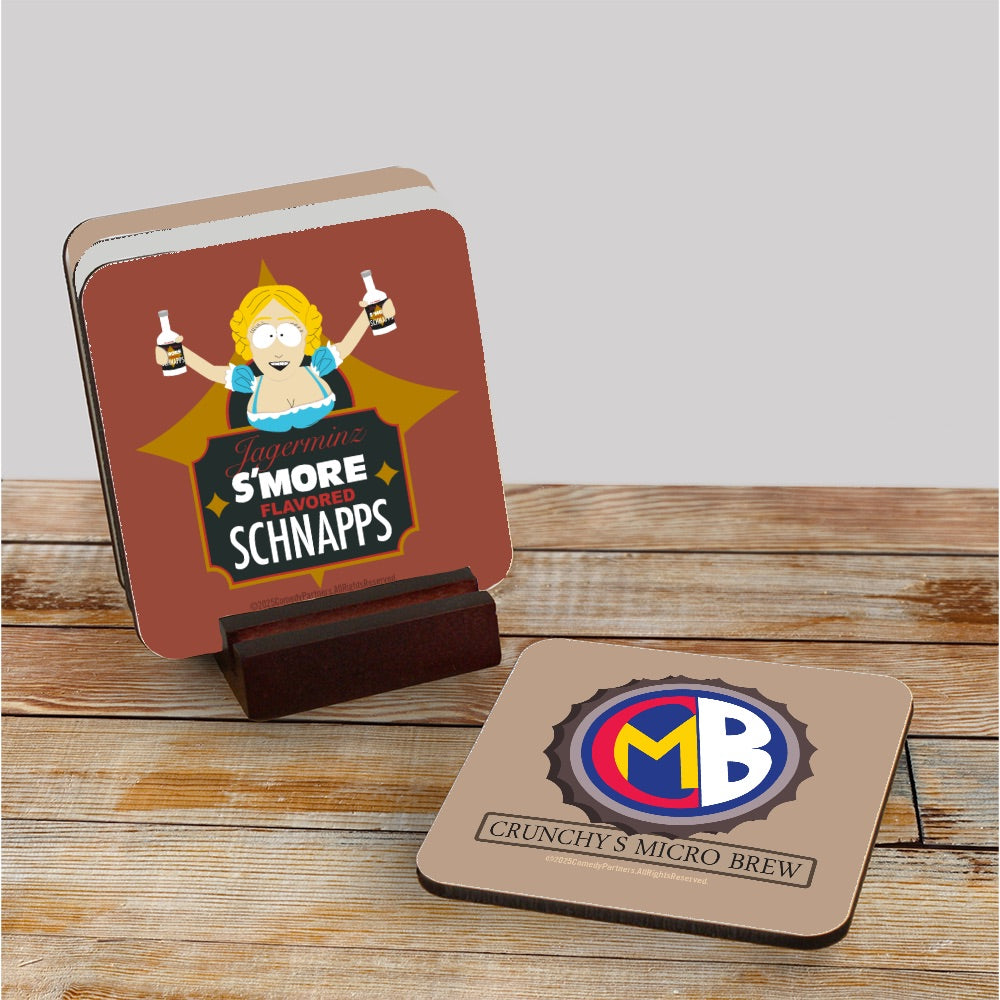 South Park Crunchy's Micro Brew Coasters with Mahogany Holder
