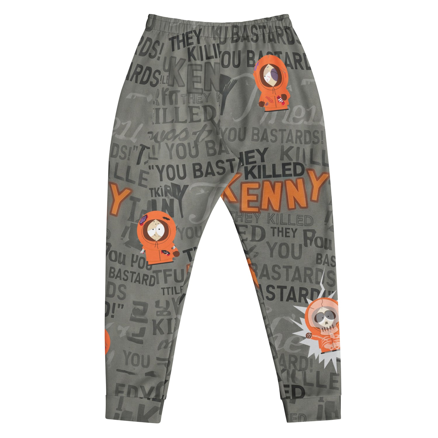 Full-length view of South Park Dead Kenny Joggers featuring a character graphic on the leg.