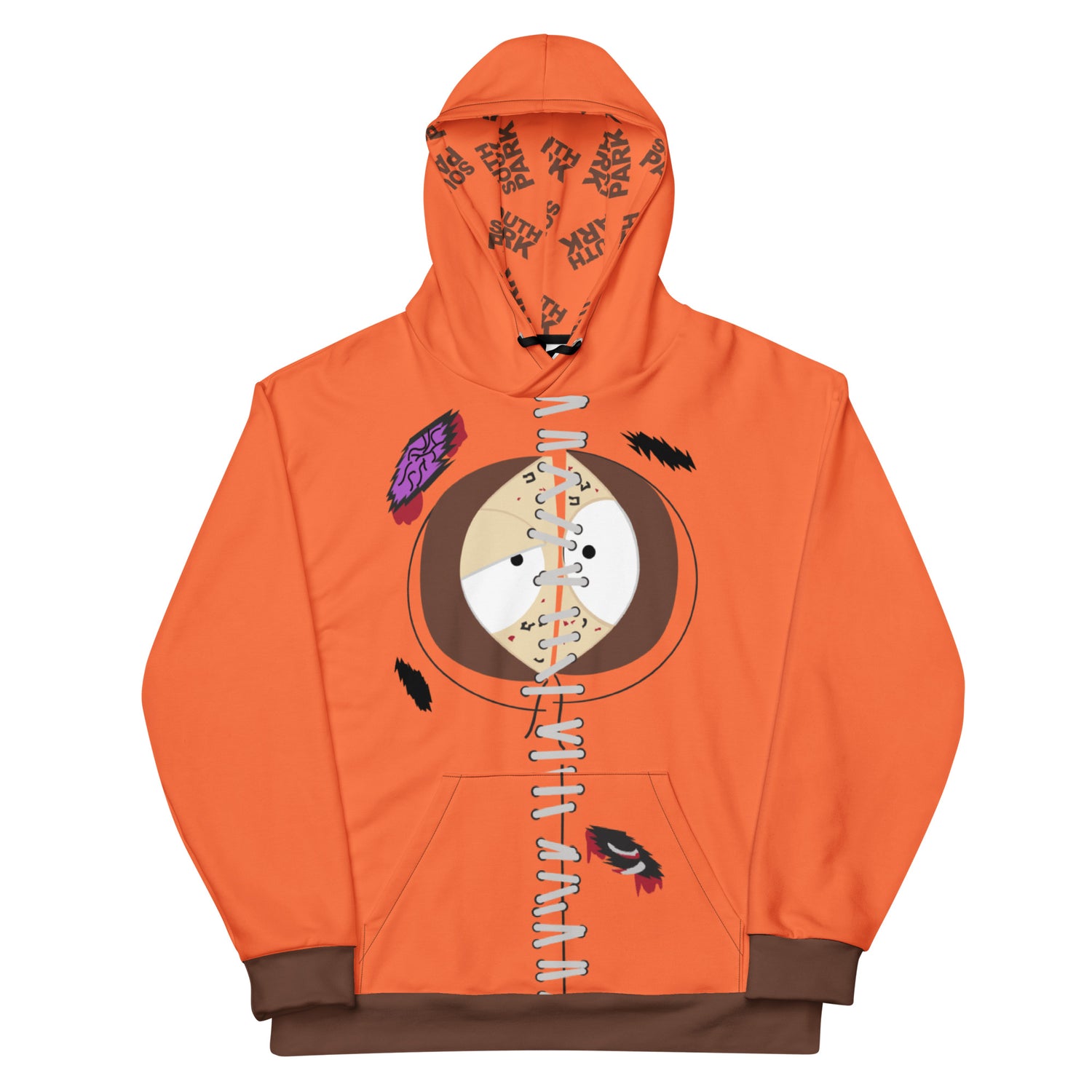 Front view of the South Park Dead Kenny Hoodie showing the Halloween-themed graphic of Kenny McCormick in his dead character state.