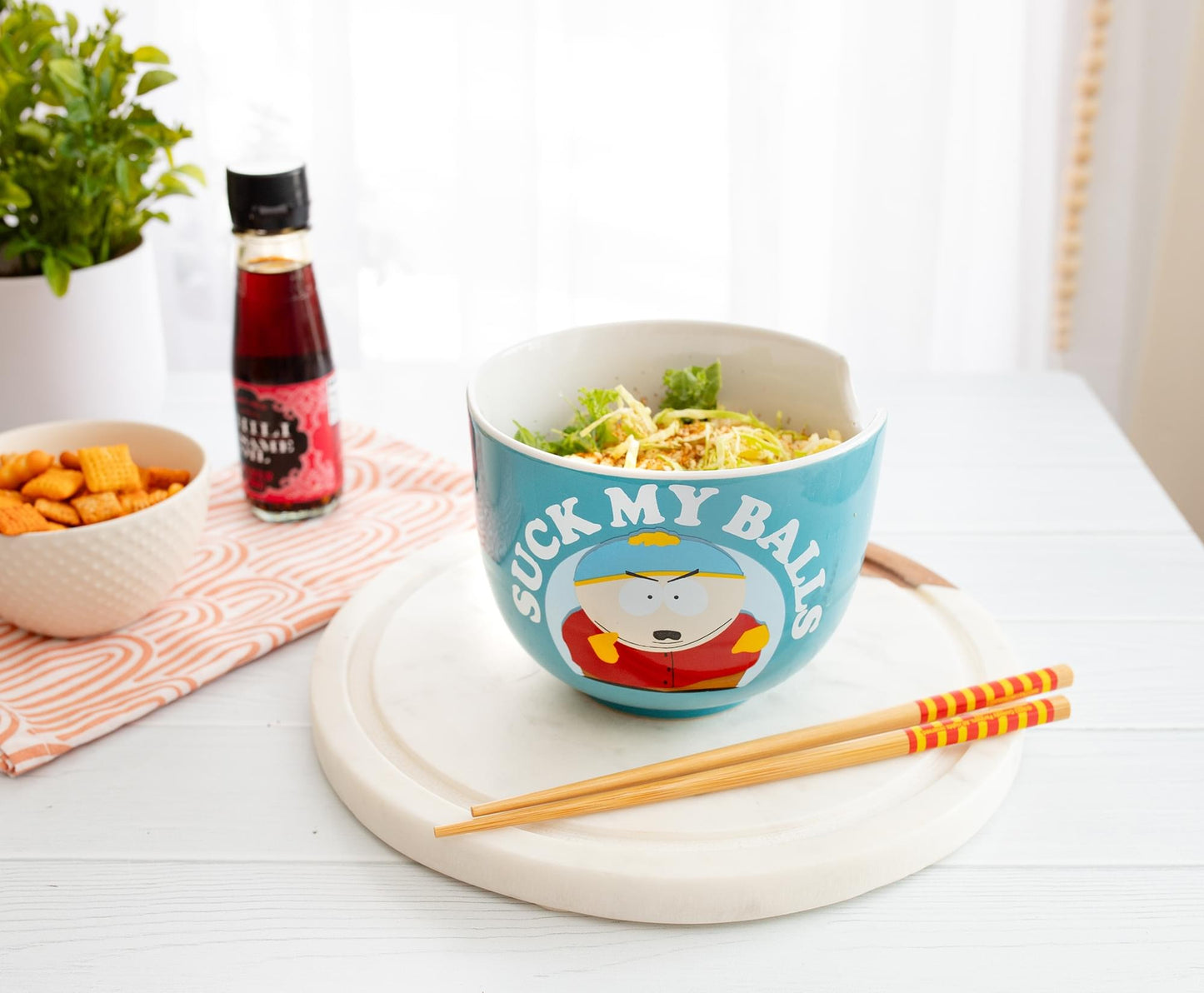 South Park Eric Cartman "Suck My Balls" 20-Ounce Ramen Bowl and Chopstick Set-5