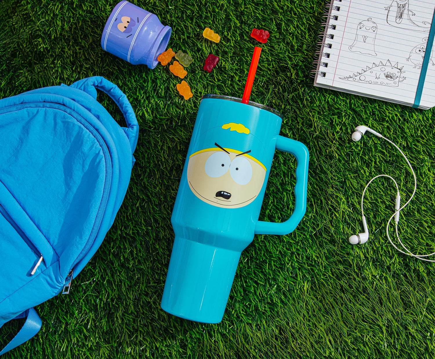 South Park Cartman Face Stainless Steel Tumbler With Handle | Holds 40 Ounces-9