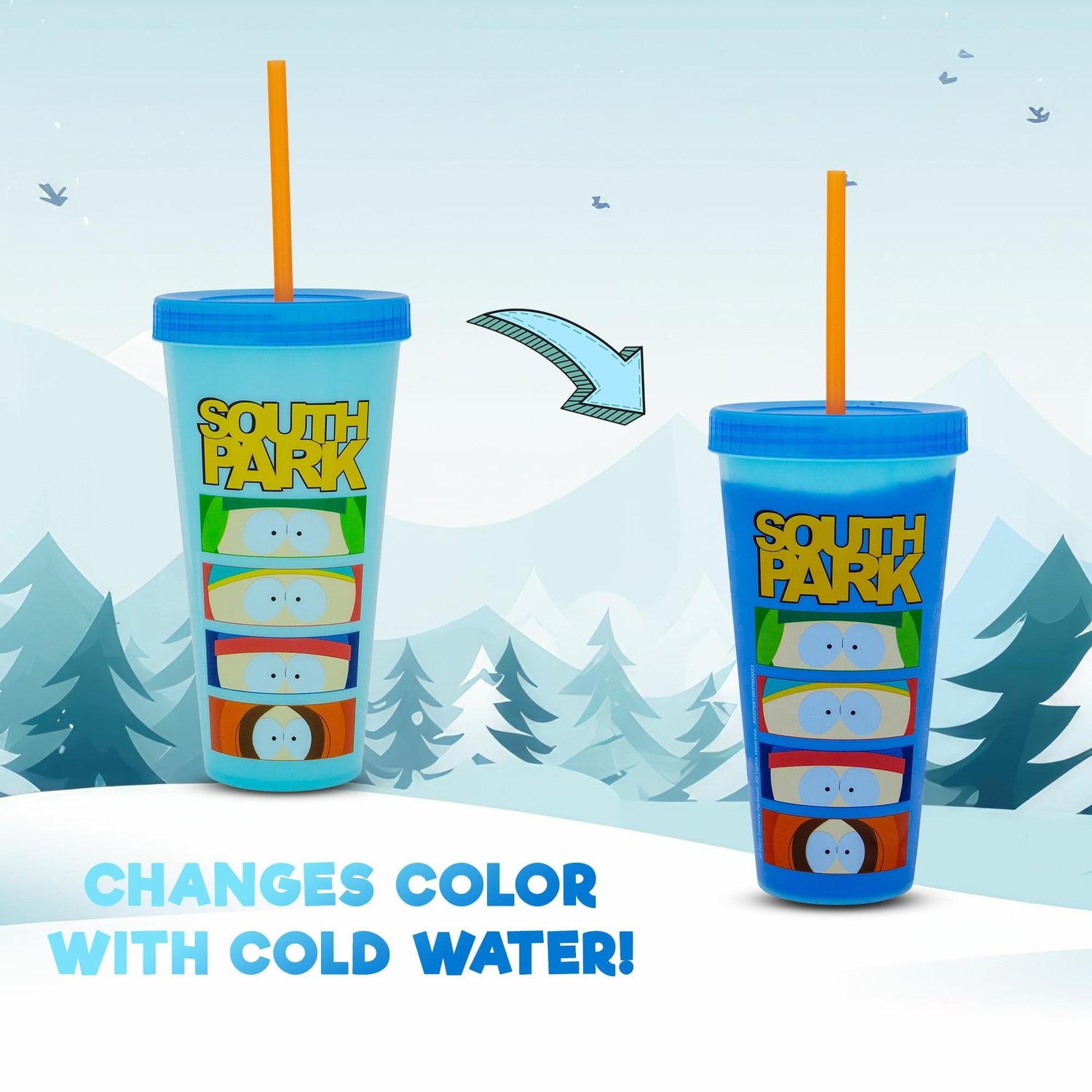 South Park Characters Color-Changing Plastic Tumbler | Holds 24 Ounces-2