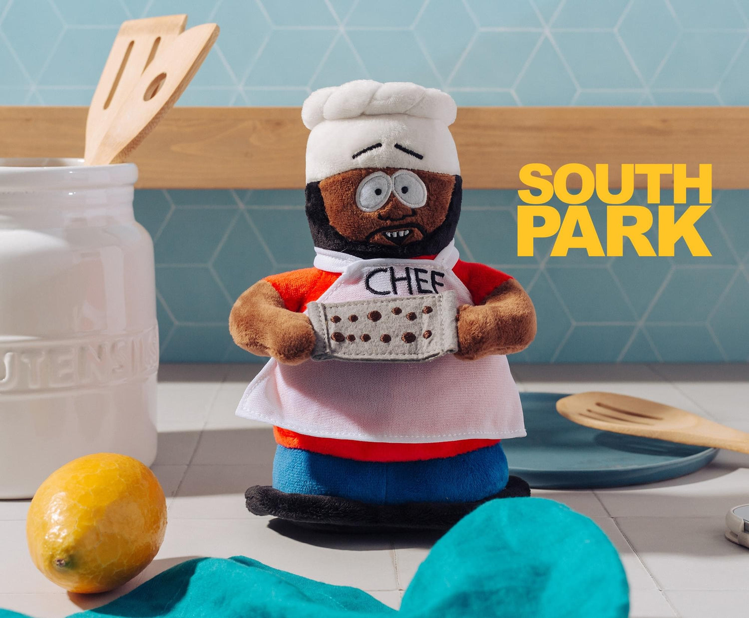 Back view of the South Park Chef plush toy