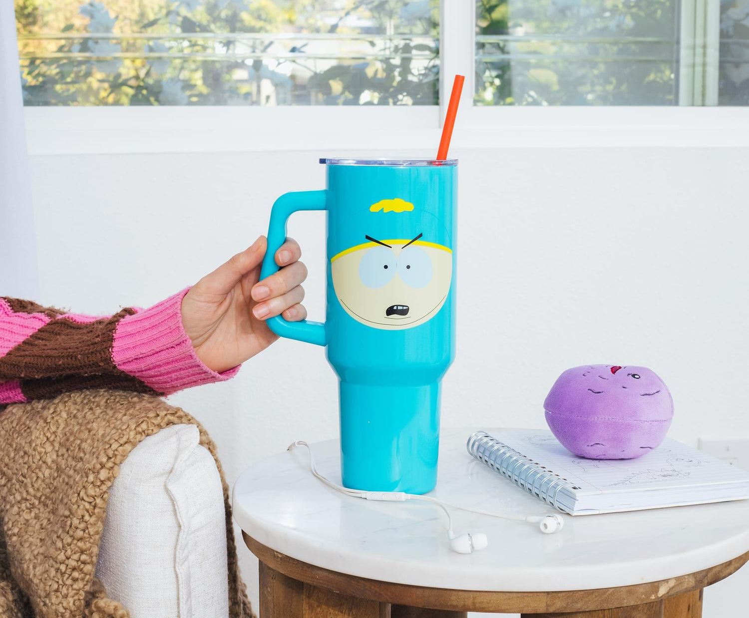 South Park Cartman Face Stainless Steel Tumbler With Handle | Holds 40 Ounces-5