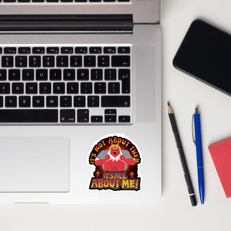 Close up shot of the South Park Satan sticker showing the high gloss vinyl finish and crisp print details