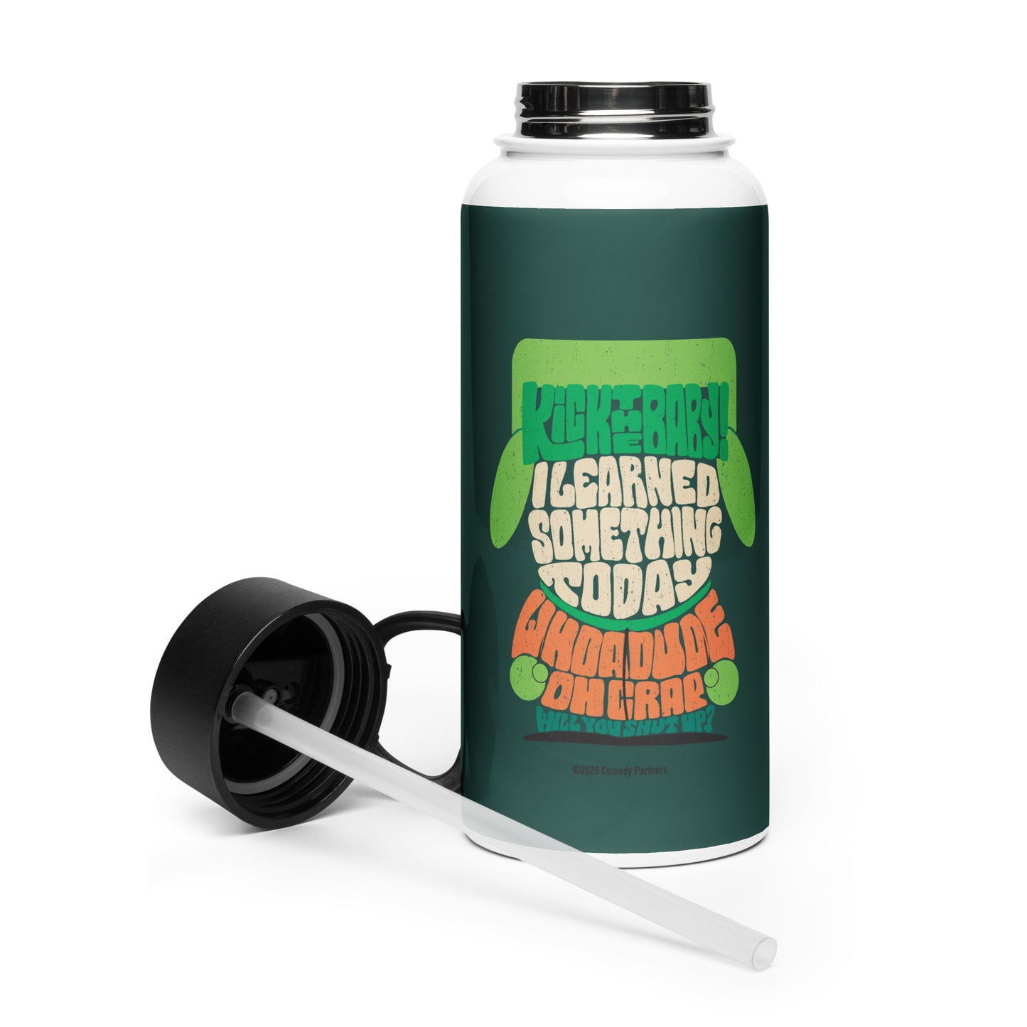 Side profile of the South Park insulated water bottle highlighting its durable finish