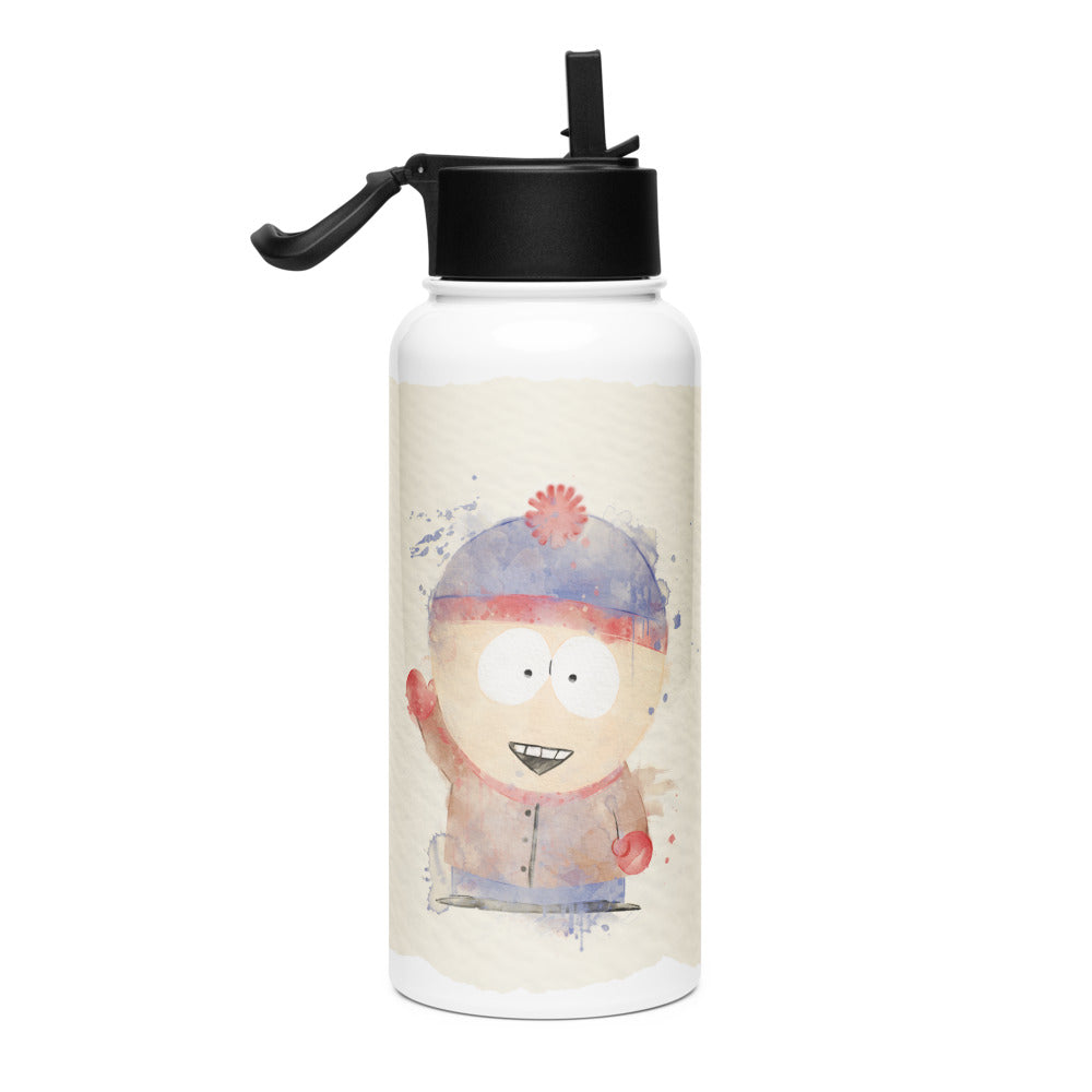 South Park Stainless Steel Water Bottle with a Straw Lid - Stan Watercolor 