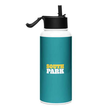Close-up view of the Eric Cartman artwork printed on the side of the stainless steel water bottle