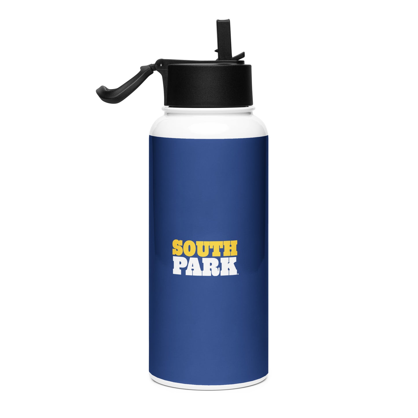 Close-up view of the South Park Stan water bottle design and artwork