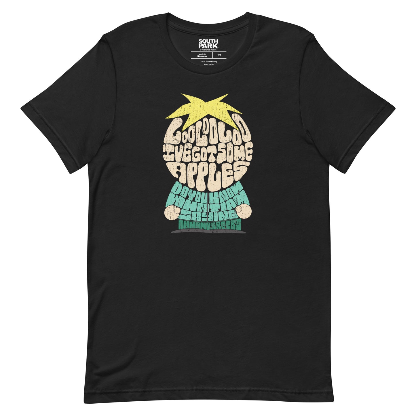 Front view of South Park Butters graphic t-shirt on a neutral background