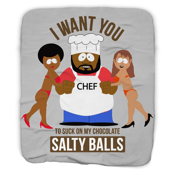 South Park Chef Suck on My Chocolate Salty Balls Sherpa Blanket