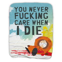 South Park Kenny You Never Care When I Die Sherpa Blanket