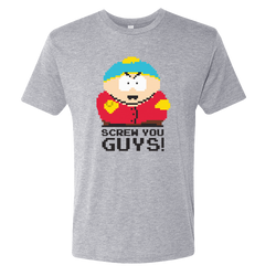 South Park 8 Bit Cartman Screw You Guys Men s Tri Blend T Shirt