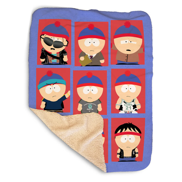 South Park Faces of Stan Sherpa Blanket